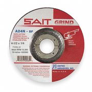 United Abrasives/Sait Depressed Center Grinding Wheel, 27, 4-1/2" Dia, 1/4" Thick, 7/8" Arbor Hole Size, Aluminum Oxide 20060