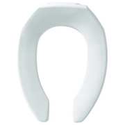 Bemis Elongated Toilet Seat, Open Front, External Check Hinge, 2-3/8 in Seat Ht, Plastic, White 1955CT-000