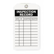 Zoro Select Inspection Tag, 7 x 4 In, Bk/Wht, Met, PK10 2RMU7