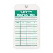 Zoro Select Saf Inspection Tag, 7 x 4 In, Grn/Wht, PK10 2RMU4