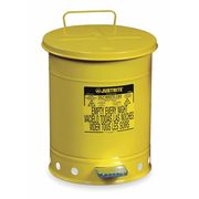 Justrite Oily Waste Can, 14 Gal., Steel, Yellow 09501