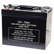 Zoro Select Battery, Sealed Lead Acid, 12V, 75Ah, Bolt 2UKL7
