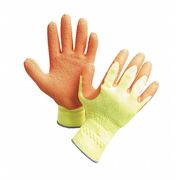 Showa Natural Rubber Latex Hi-Vis Coated Gloves, Palm Coverage, Orange/Yellow, L, PR 317L-09