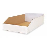 Packaging Of America Corrugated Shelf Bin, White, Cardboard, 17 in L x 10 1/4 in W x 4 3/4 in H 2W255