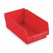 Akro-Mils 15 lb Shelf Storage Bin, Plastic, 6 5/8 in W, 4 in H, Red, 11 5/8 in L 30130RED