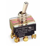 Carling Technologies Toggle Switch, 3PDT, 9 Connections, On/Off/On, 3/4 hp, 10A @ 250V AC, 15A @ 125V AC HM254-73