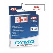Dymo Adhesive Label Tape Cartridge 1/2" x 23 ft., Red on White 45015
