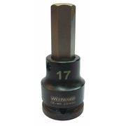 Westward 3/4 in Drive Impact Socket Bit 17 mm Size, Standard Socket, Black Oxide 20HX52