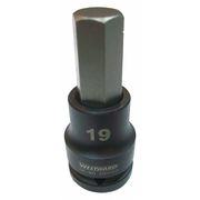 Westward 3/4 in Drive Impact Socket Bit 19 mm Size, Standard Socket, Black Oxide 20HX53