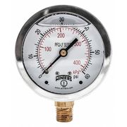 Winters Pressure Gauge, 0 to 60 psi, 1/4 in MNPT, Stainless Steel, Silver PFQ803LF