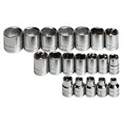 Sk Professional Tools 3/8" Drive Socket Set Metric 19 Pieces 6 mm to 24 mm , Chrome 3919