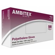 Ambitex Loose Fitting Gloves, Polyethylene, Powder Free Clear, M, 500 PK PMD6505