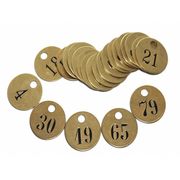 Zoro Select Pre-Numbered Tags Round, 76to100, 1 In BR 20Y530