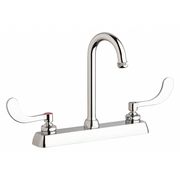 Chicago Faucet Dual-Handle 8" Mount, Hot And Cold Water Washboard Sink Faucet, Chrome plated W8D-GN1AE1-317ABCP