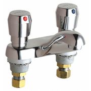Chicago Faucet Metering 4" Mount, Hot And Cold Water Metering Sink Faucet, Chrome plated 802-665ABCP
