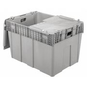 Orbis Gray Attached Lid Container, Plastic, Metal Hinge, 45.63 gal Volume Capacity FP60 Grey