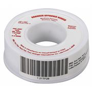 Zoro Select Thread Sealant Tape, 1/4 in W x 43 ft L, 4 mil Thick, White, 1 Pk 21TF28