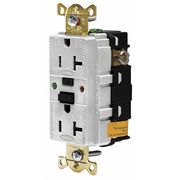 Hubbell GFCI Receptacle, 20A, 125VAC, 5-20R, White GFSG5362W