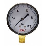 Jones Stephens Pressure Gauge, 100 PSI, 2-1/2" Face G61100