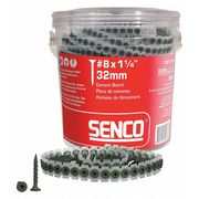 SENCO Drywall Screw, #8 x 1-1/4 in, Steel, Flat Head Square Drive, 1000 PK 08T125W