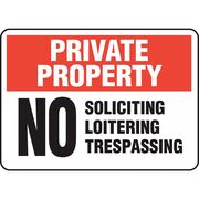 Accuform Private Property Sign, Adhsv Vnyl, 10X14In MATR969VS