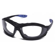 Condor Sealed Safety Glasses, Donyi Design, Anti-Fog, Wraparound, Foam Lined, Black/Blue Frame, Clear Lens 22ED39