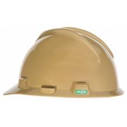 Msa Safety V-Gard Front Brim Hard Hat, Slotted, Cap Style, Type 1, Class E, Staz-On Pinlock Suspension, Gold 464852