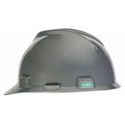 Msa Safety V-Gard Front Brim Hard Hat, Slotted, Cap Style, Type 1, Class E, Staz-On Pinlock Suspension, Silver 484340