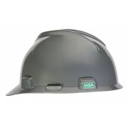 Msa Safety Front Brim Hard Hat, Type 1, Class E, Ratchet (4-Point), Silver 495855
