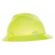 Msa Safety Full Brim Hard Hat, Type 1, Class E, Ratchet (4-Point), Hi-Vis Yellow/Green 10061515