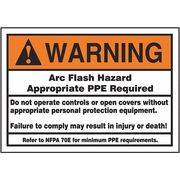 Accuform Label, 3-1/2x5, Warning Arc Flash Hazard LELC384