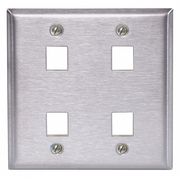 Hubbell Premise Wiring Plate, 4 Ports, Gray, Wall SSF204