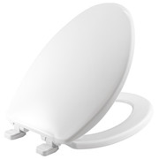 Bemis Toilet Seat, With Cover, Plastic, Elongated, White 7300SL 000