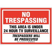 Brady No Trespassing Sign, 10 in Height, 14 in Width, Plastic, Rectangle, English 103851