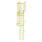 Tri-Arc 15 ft. 6" Ladder, Steel, WalkThru Fixed Cage, 13-Rung, Steel, 13 Steps, Safety Yellow Finish WLFC1213-Y