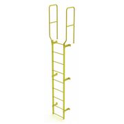Tri-Arc 11 ft. 6" Ladder, Walk-Thru Fixed, Steel, 9-Rung, Steel, 9 Steps, Safety Yellow Finish WLFS0209-Y