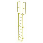 Tri-Arc 12 ft. 6" Ladder, Walk-Thru Fixed, Steel, 10-Rung, Steel, 10 Steps, Top Exit, Safety Yellow Finish WLFS0210-Y