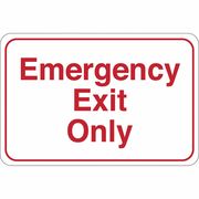 Partners Brand Emergency Exit Only Facility Sign, 6" x 9", Red/White, 1/Each, SN203 SN203