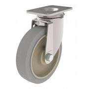 Zoro Select NSF-Listed Plate Caster, 250 lb. Load, Gray Wheel P12S-PRP035B-12