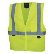 Pioneer Safety Vest, Polyester Mesh, ANSI Class 2, Zipper Closure, Cell Phone Pocket, Lime, XL V1060360U-XL