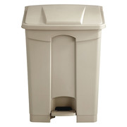 Safco 17 gal Rectangular Trash Can, Tan, 16" Dia, Step-On, Plastic 9922TN