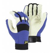 Majestic Glove Mechanics Gloves, M, Blue/White, Stretch Knit Back with Neoprene Knuckle 2152/9
