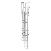 Tri-Arc 23 ft Fixed Ladder with Safety Cage, Steel, 20 Steps, Top Exit, Gray Powder Coated Finish WLFC1220