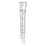 Tri-Arc 26 ft Fixed Ladder with Safety Cage, Steel, 23 Steps, Top Exit, Gray Powder Coated Finish WLFC1223