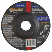 Norton Abrasives Depressed Center Wheels, Type 27, 4 1/2 in Dia, 0.25 in Thick, 7/8 in Arbor Hole Size 66252843584