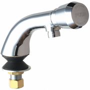 Chicago Faucet Metering Single Hole Mount, 1 Hole Low Arc Bathroom Faucet, Chrome plated 807-E12-665PAB