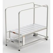 Ega Aluminum Mobile Work Platform, 2 Steps, Handrails, 48"D Platform, Solid Ribbed Tread A003H