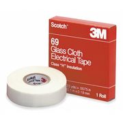 3M Glass Cloth Electrical Tape, 69, Scotch, 3/4 in W x 66 ft L, 7 mil thick, White, 1 Pack 69-3/4"X66'