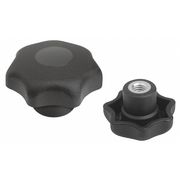 Kipp Star Grip, DIN 6336 Similar, D=5/8-11, D1= 63, Tapped Bushing, Steel, Black Plastic, Cap: Black K0155.2A6