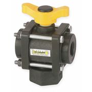 Banjo 3/4" FNPT Polypropylene Ball Valve 3-Way, Body Style: Inline V075BL